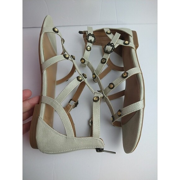 NWT Sam & Libby Rhonda Gladiator Sandal Soft Silver Size 9 Adjustable Strap - Picture 12 of 13